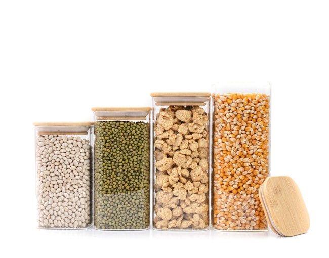 Narrow square storage jars, set of 4, large, Ø8cm