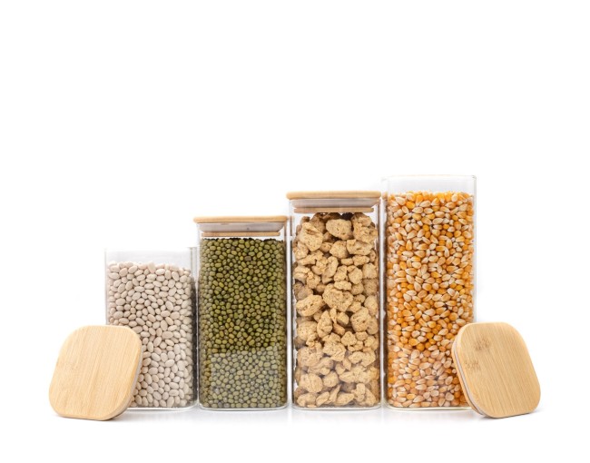 Narrow square storage jars, set of 4, large, Ø8cm