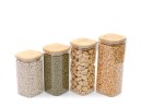 Narrow square storage jars, set of 4, large, Ø8cm