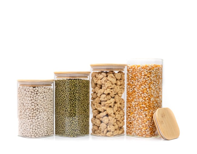 Bocaux de rangement carrés étroits, lot de 4, grand format, Ø8 cm