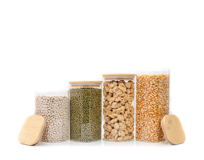 Narrow square storage jars, set of 4, large, Ø8cm