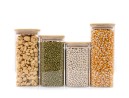 Narrow square storage jars, set of 4, large, Ø8cm