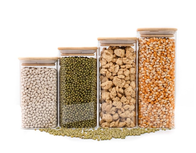 Barattoli di stoccaggio quadrati stretti, set da 4, grandi, Ø8cm