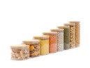 Round storage jars with bamboo lids, set of 4, 800ml