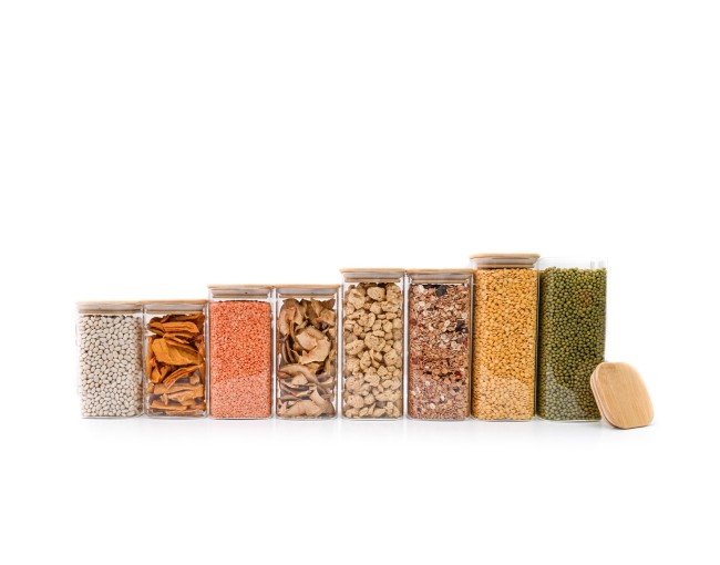 Schmale quadratische Vorratsgläser 8er Set gross Ø8cm