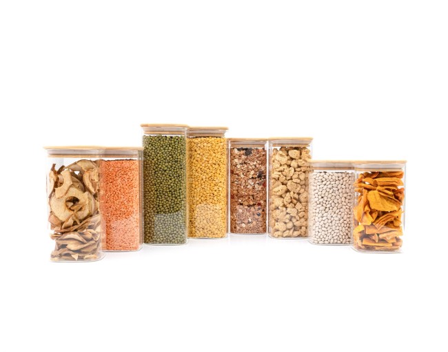 Schmale quadratische Vorratsgläser 8er Set gross Ø8cm