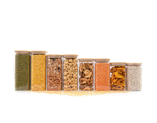 Round storage jars with bamboo lids, set of 4, 800ml