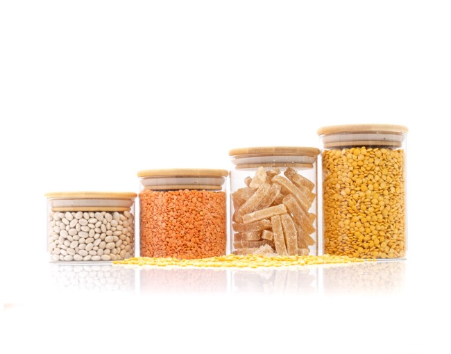 Narrow round storage jars, set of 4, small, Ø8cm