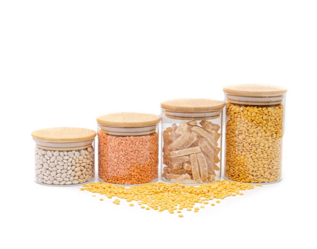 Narrow round storage jars, set of 4, small, Ø8cm