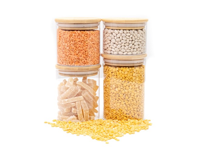 Narrow round storage jars, set of 4, small, Ø8cm