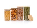 Bocaux de conservation ronds avec couvercles en bambou, lot de 4, 800 ml
