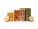 Round storage jars with bamboo lids, set of 4, 800ml
