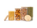 Round storage jars with bamboo lids, set of 4, 800ml