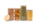 Round storage jars with bamboo lids, set of 4, 800ml