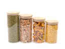 Round storage jars with bamboo lids, set of 4, 800ml