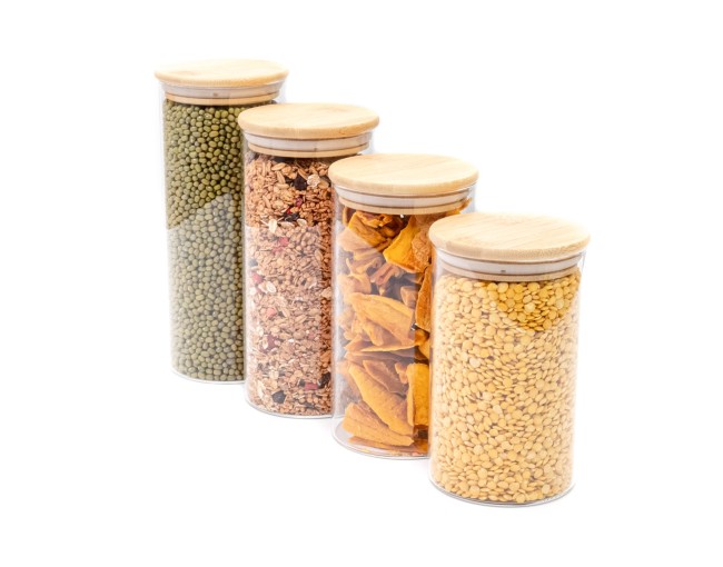 Schmale runde Vorratsgläser 4er Set gross Ø8cm