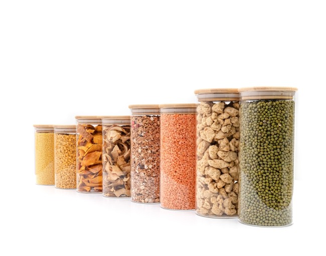 Bocaux de conservation ronds avec couvercles en bambou, lot de 4, 800 ml