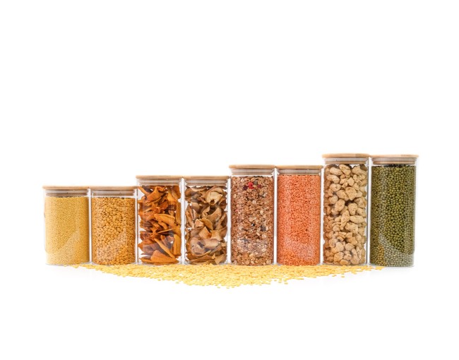 Round storage jars with bamboo lids, set of 4, 800ml