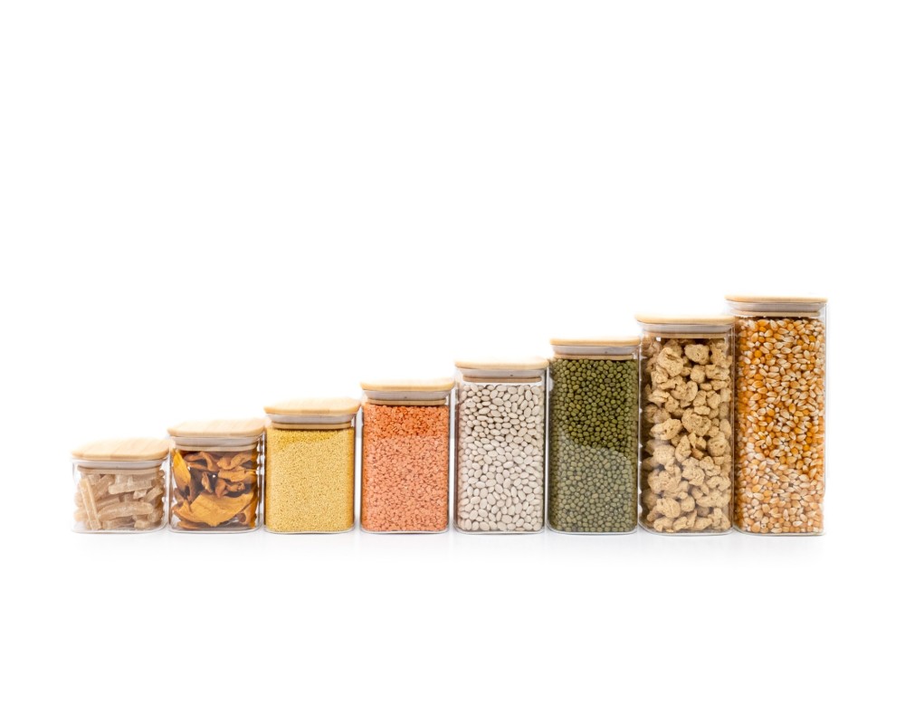 Schmale quadratische Vorratsgläser einzeln Ø8cm