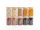 Narrow storage jars 10 cm high with bamboo lids, set of 10