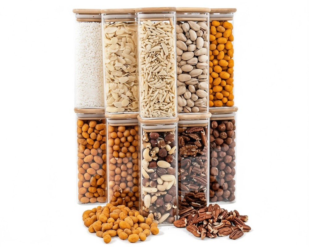 Lot de 10 bocaux de rangement carrés étroits de 16 cm de haut