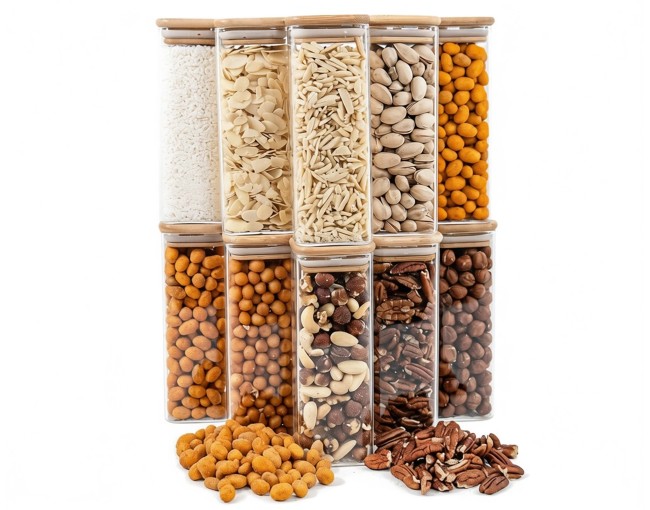 Lot de 10 bocaux de rangement carrés étroits de 16 cm de haut