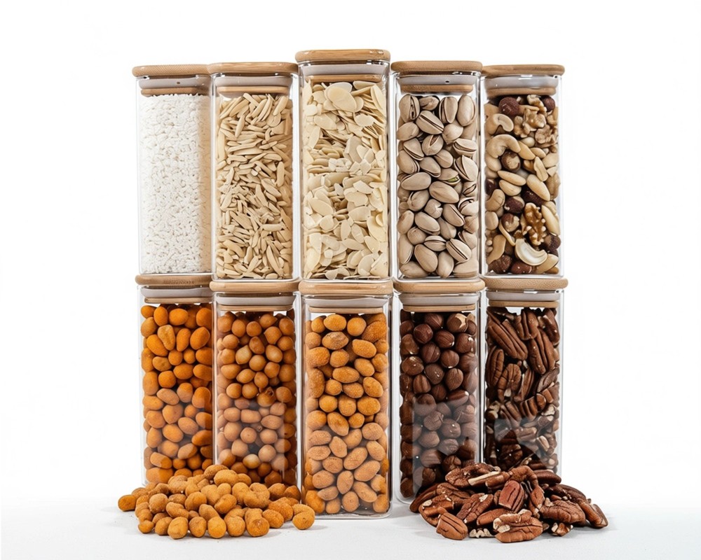 Lot de 10 bocaux de rangement carrés étroits de 14 cm de haut