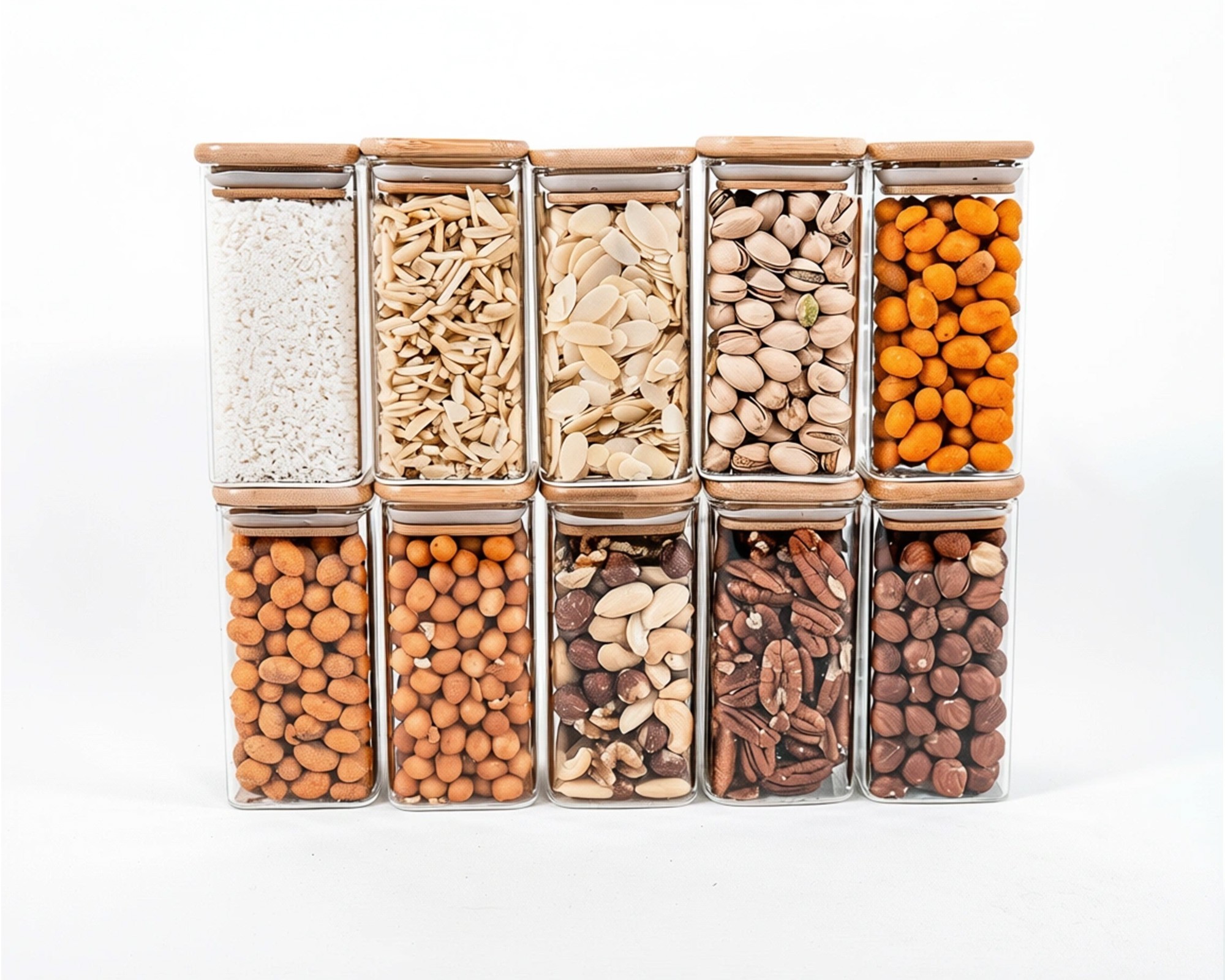 Schmale quadratische Gewürzgläser 12 cm hoch 10er Set