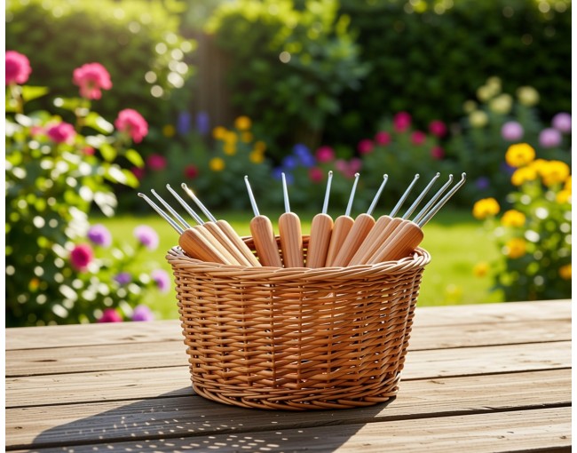Crochet hooks bamboo and metal