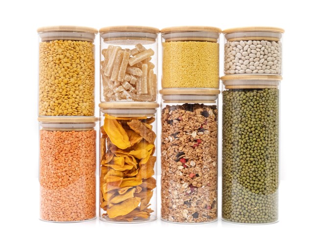 Bocaux de conservation ronds avec couvercles en bambou, lot de 4, 800 ml