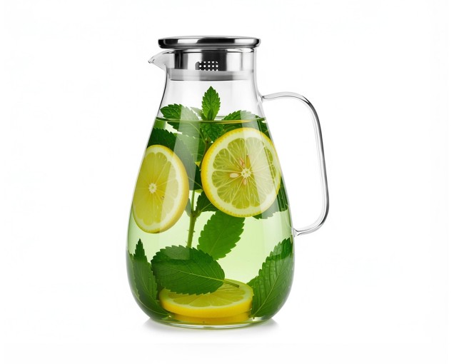 Glaskaraffe mit Edelstahldeckel 2200 ml