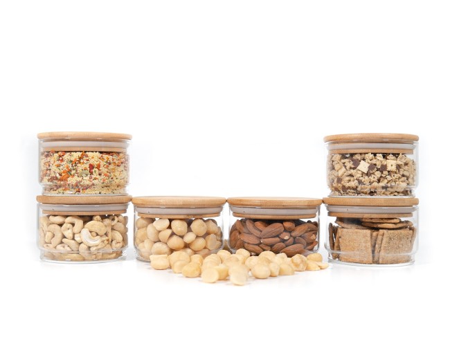 Round storage jars, stackable, set of 6