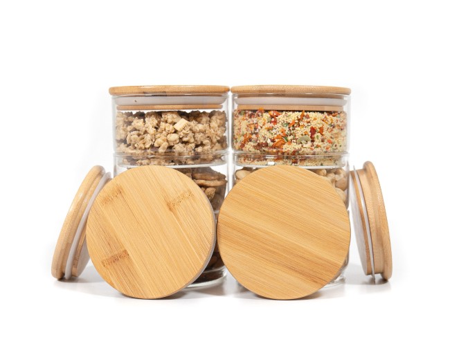 Round storage jars, stackable, set of 6