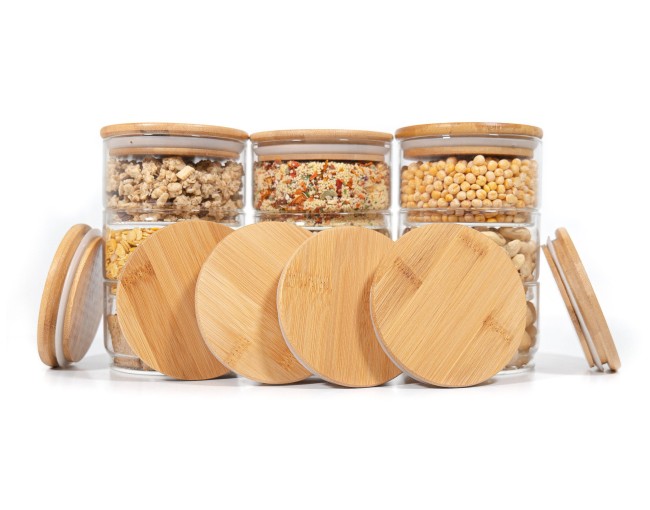 Bocaux de rangement ronds, empilables, lot de 9