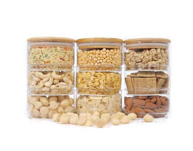 Bocaux de rangement ronds, empilables, lot de 9