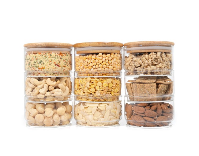 Bocaux de rangement ronds, empilables, lot de 9