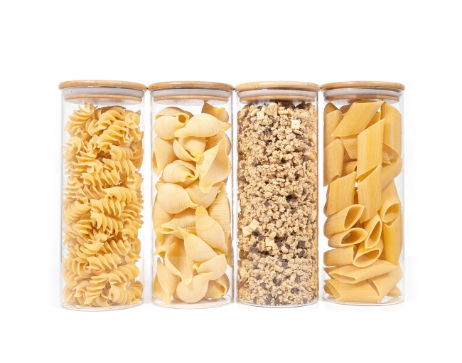 Barattoli rotondi con coperchio in bambù, set da 4, 1700 ml