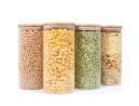 Bocaux de conservation ronds avec couvercles en bambou, lot de 4, 1400 ml
