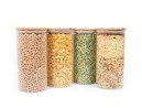 Bocaux de conservation ronds avec couvercles en bambou, lot de 4, 1400 ml