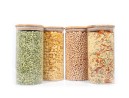 Bocaux de conservation ronds avec couvercles en bambou, lot de 4, 1400 ml
