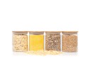 Bocaux de conservation ronds avec couvercles en bambou, lot de 4, 1000 ml