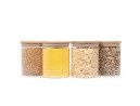Bocaux de conservation ronds avec couvercles en bambou, lot de 4, 1000 ml