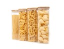 Barattoli quadrati con coperchio in bambù, set da 4, 2400 ml