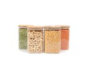 Quadratische Vorratsgläser mit Bambusdeckel 4er Set 1200ml