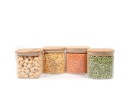 Quadratische Vorratsgläser mit Bambusdeckel 4er Set 800ml