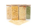 Barattoli quadrati con coperchio in bambù, set da 4, 1600 ml
