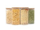 Quadratische Vorratsgläser mit Bambusdeckel 4er Set 1600ml