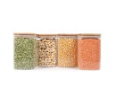 Bocaux de conservation carrés avec couvercles en bambou, lot de 4, 1200 ml