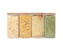 Quadratische Vorratsgläser mit Bambusdeckel 4er Set 1600ml