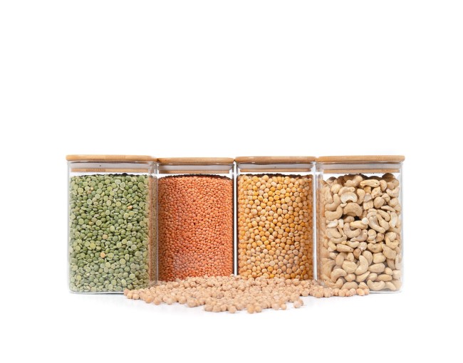 Square storage jars with bamboo lids, set of 4, 1200 ml